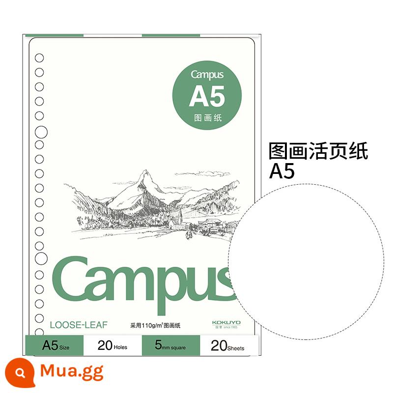 Cửa hàng hàng đầu chính thức kokuyo danh tiếng quốc gia Nhật Bản giấy rời b5 sách rời 26 lỗ a5 nạp lại a4campus sổ ghi chép kỳ thi tuyển sinh sau đại học sổ câu hỏi sai 20 lỗ sách giấy trang bên trong có thể xé được - Giấy vẽ 110g/㎡ 20 tờ (A5)