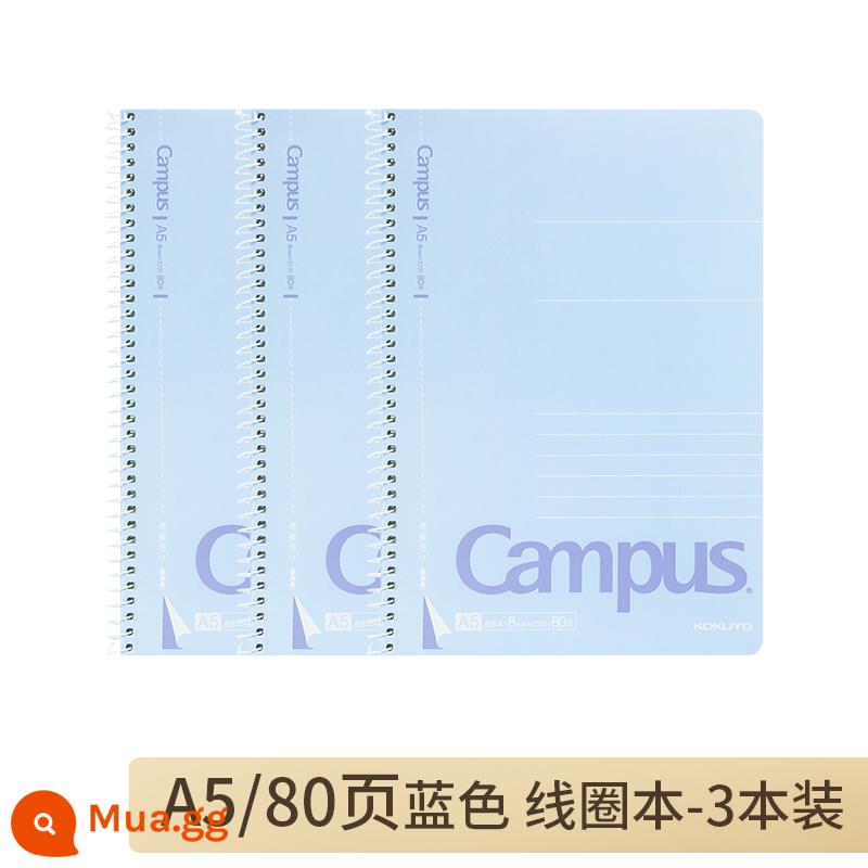 Cửa hàng hàng đầu chính thức của Nhật Bản kokuyo danh tiếng quốc gia trong khuôn viên trường sách xoắn ốc Dongda notebook rollover cuộn notepad học sinh trung học nữ cuốn nhật ký dễ xé cuốn sổ điểm này a5/b5 - Bộ sách cuộn xanh 3-A5-80 trang