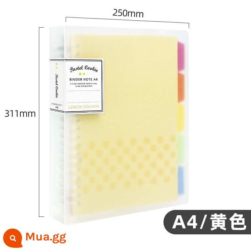 Cửa hàng hàng đầu chính thức kokuyo danh tiếng quốc gia Nhật Bản màu sáng bánh quy cuốn sách lá rời a4 sổ tay có thể tháo rời vỏ b5 nhẹ và đơn giản chất kết dính lõi dung lượng lớn a5 tách trang cuốn sách cuộn - [Bánh quy màu nhạt] A4 màu vàng