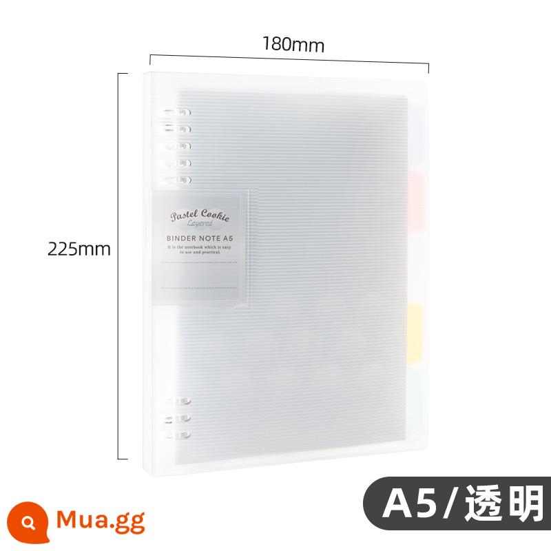 Cửa hàng hàng đầu chính thức kokuyo danh tiếng quốc gia Nhật Bản màu sáng bánh quy cuốn sách lá rời a4 sổ tay có thể tháo rời vỏ b5 nhẹ và đơn giản chất kết dính lõi dung lượng lớn a5 tách trang cuốn sách cuộn - [Màu sáng dịu nhẹ] A5 màu trong suốt