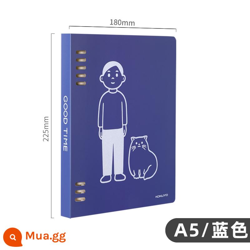 Cửa hàng hàng đầu chính thức kokuyo danh tiếng quốc gia Nhật Bản màu sáng bánh quy cuốn sách lá rời a4 sổ tay có thể tháo rời vỏ b5 nhẹ và đơn giản chất kết dính lõi dung lượng lớn a5 tách trang cuốn sách cuộn - [Dòng chung] A5 Xanh