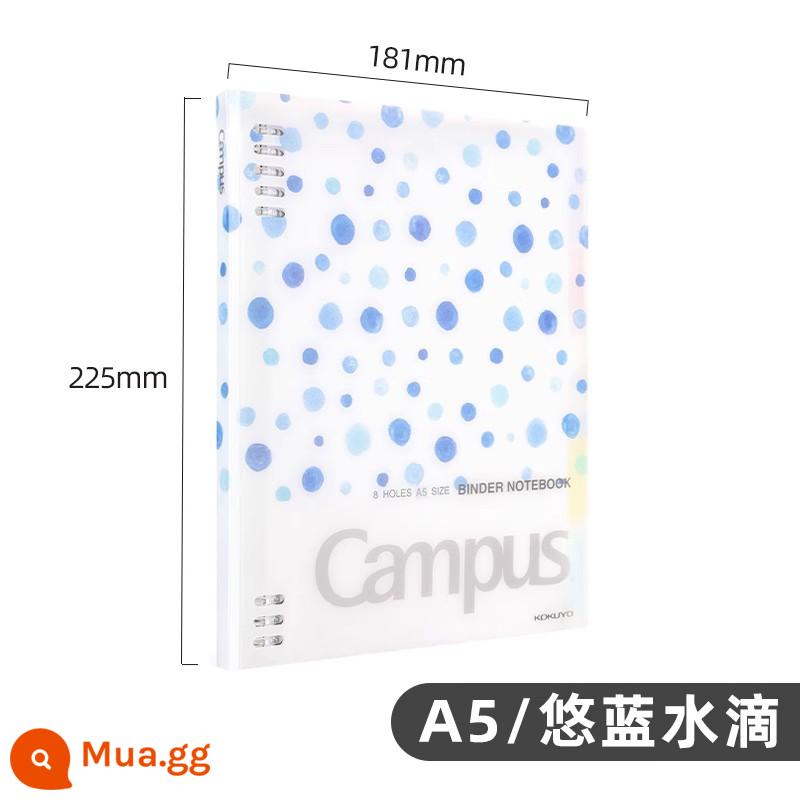 Cửa hàng hàng đầu chính thức kokuyo danh tiếng quốc gia Nhật Bản màu sáng bánh quy cuốn sách lá rời a4 sổ tay có thể tháo rời vỏ b5 nhẹ và đơn giản chất kết dính lõi dung lượng lớn a5 tách trang cuốn sách cuộn - [☆ Ngôn ngữ floc màu nước] A5 màu xanh