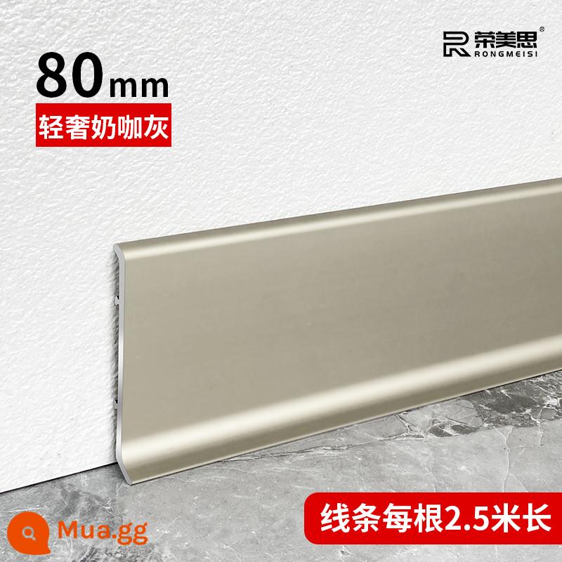 Kỹ thuật cài đặt khóa PVC khóa hợp kim nhôm ốp chân tường kim loại hẹp siêu mỏng thép không gỉ titan dải hợp kim góc đường ốp chân tường - 8cm [cà phê sữa sang trọng màu xám nhạt giá 1 mét] tặng kèm 3 khóa đáy PVC