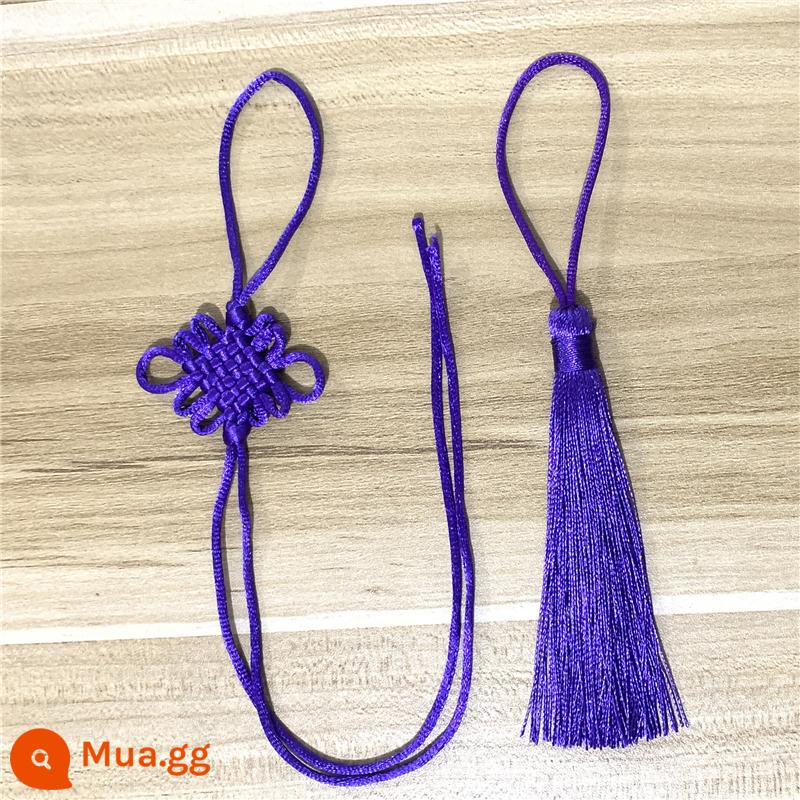 6-nút thắt nhỏ Trung Quốc thắt nút bán thành phẩm handmade DIY trang sức xe mặt dây chuyền tua rua tua rua sợi dây màu đỏ bện chất liệu - xanh tím