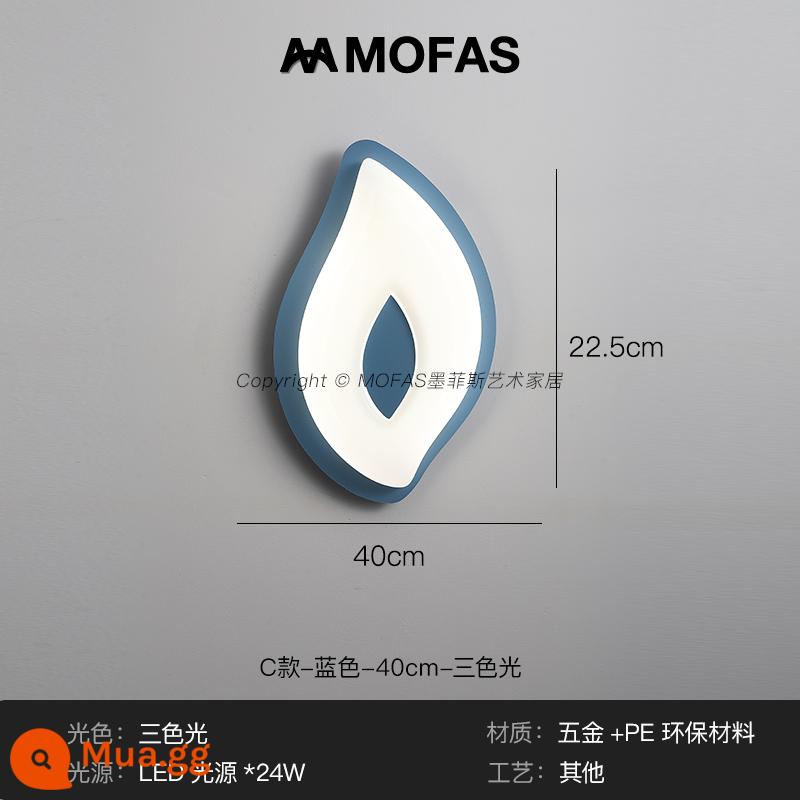 MOFAS Bắc Âu sáng tạo lưới đỏ ins hiên hành lang lối đi nền tường phòng ngủ ấm áp đầu giường đèn tường trang trí - Ánh sáng ba màu xanh-D40cm loại C