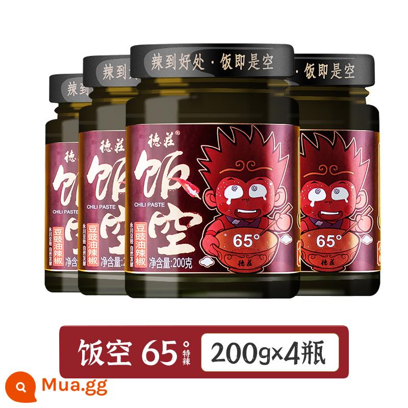 Dezhuang Rice Rỗng Sốt Cay 200g Cay Extra Spicy Devil Metamorphosis Cơm cay Bibimbap Mì sốt Sốt đậu - [Cực Cay] 4 chai dầu đậu đen ớt