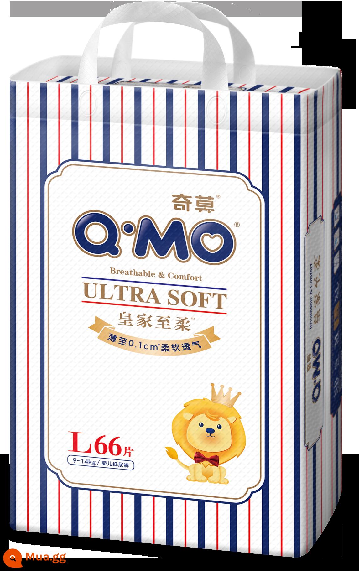 Tã giấy Qimo Royal to soft size L 66 miếng Qi siêu mỏng khô thoáng thoáng khí chống rò rỉ cho bé dành cho nam và nữ - L