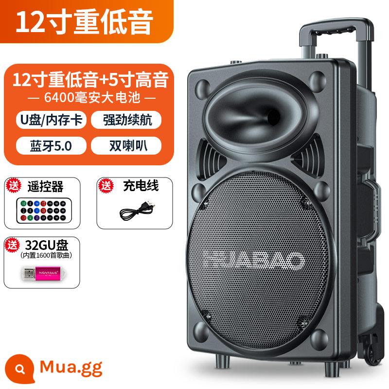 Vũ điệu vuông âm thanh xe đẩy ngoài trời karaoke di động Tất cả loa bluetooth công suất cao loa siêu trầm micro không dây - Loa siêu trầm 12 inch + đĩa 32GU