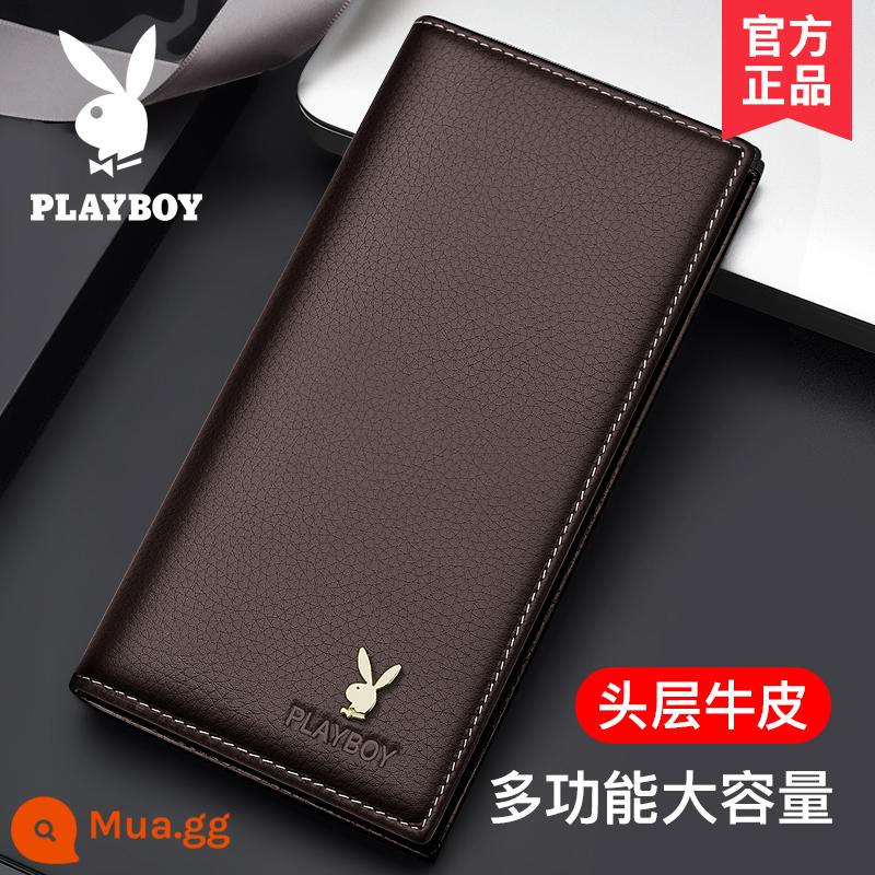 Ví Nam Playboy Da Thật 2021 Ví Mới Da Bò Nguyên Chất Phiên Bản Dài Đựng Thẻ Ví Chính Hãng Dành Cho Sinh Viên Đại Học - PAA0761-7C [Da bò lớp 1] nâu