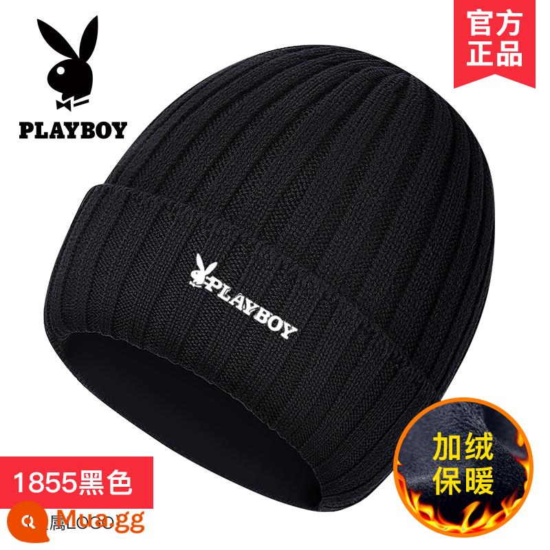 Playboy Nón Nam Mùa Đông Mới Mùa Đông Chống Lạnh Nón Len Plus Nhung Dày Ấm Len Mũ Cotton Triều - [Lông cừu giữ ấm] 1855 đen