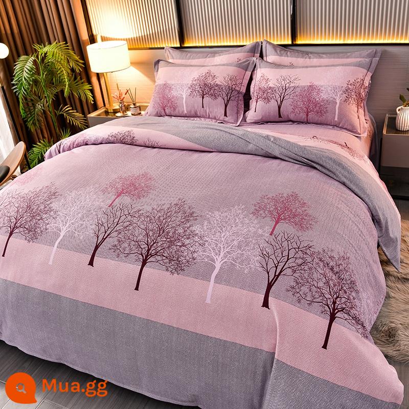 Cao cấp dày nguyên chất cotton chải bốn mảnh Bộ 100 tấm cotton vỏ chăn được trang bị tấm chăn ga gối đệm ba mảnh vỏ chăn - Tranh thêu của Daya-RC