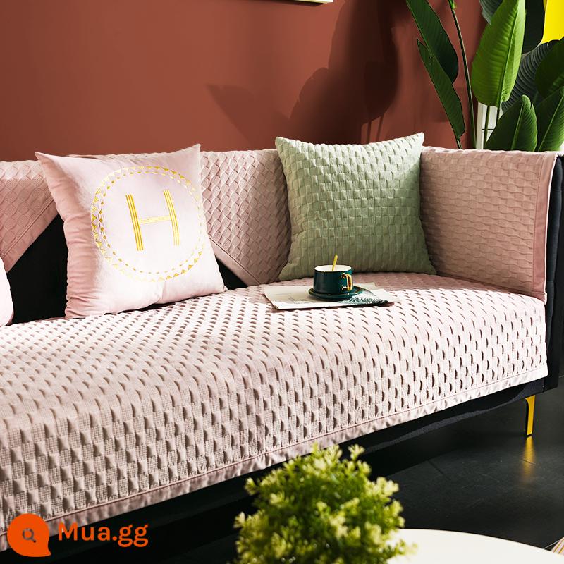 Đệm sofa da sang trọng ánh sáng Bắc Âu bốn mùa đa năng đơn giản hiện đại chống trơn trượt khăn bọc vải cao cấp đệm ngồi đệm - Bột da Geshang