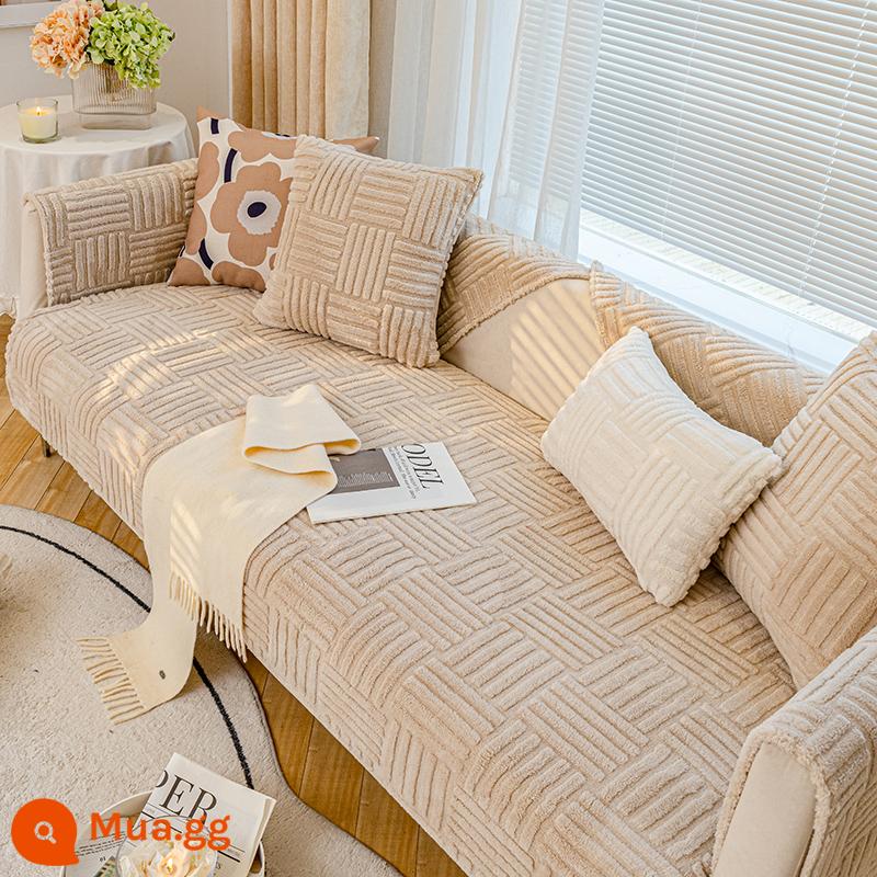 Bóng ghế sofa sang trọng vào mùa thu và mùa đông dày -slip đệm đơn giản hiện đại bốn mùa sofa da phổ quát khăn phủ khăn vải - Cà phê sữa Amanda