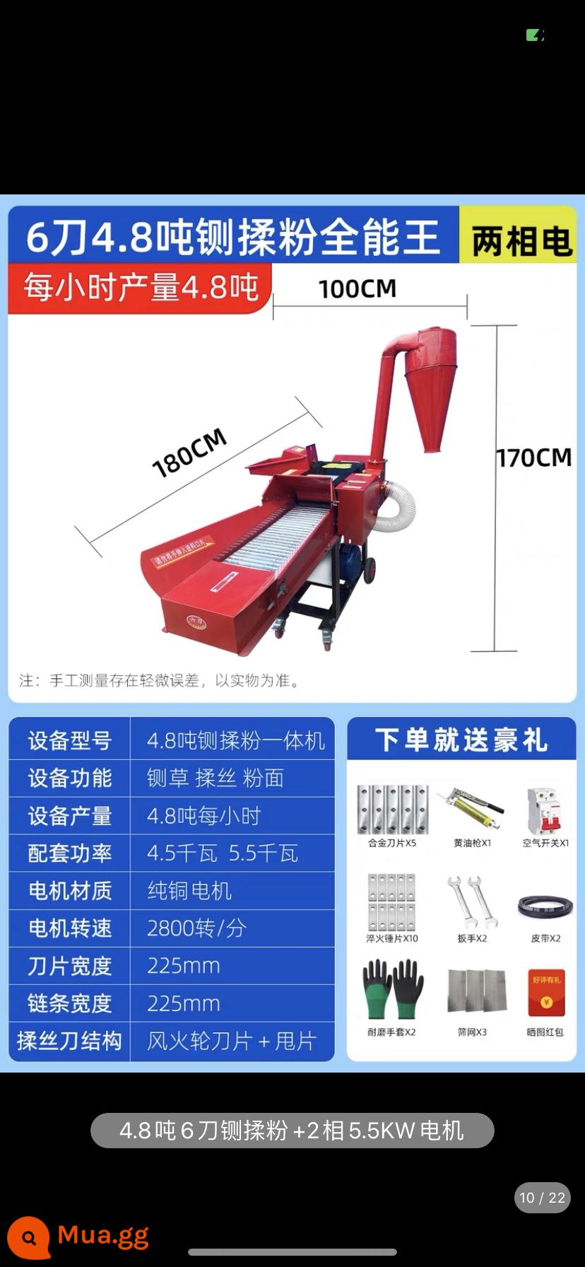 Nhào và băm cỏ Tất cả các hộ gia đình chăn nuôi gia súc và cừu rơm cắt cỏ và cỏ Máy cắt cỏ khô và ướt tự động hai mục đích - 4,8 tấn bột nhào máy chém vua đa năng + 2 pha 5,5 kilowatt