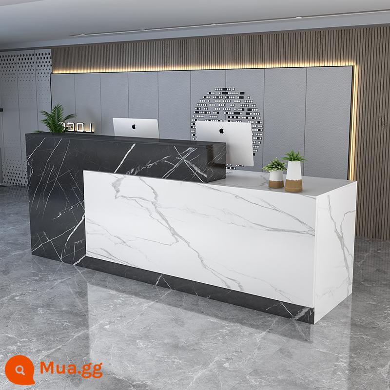 Quầy bar quầy lễ tân công ty quầy sơn quầy lễ tân shop quần áo shop trà sữa thẩm mỹ viện quầy thu ngân đơn giản - Kết cấu đá đen cao và kết cấu đá trắng thấp [mờ cao phải]