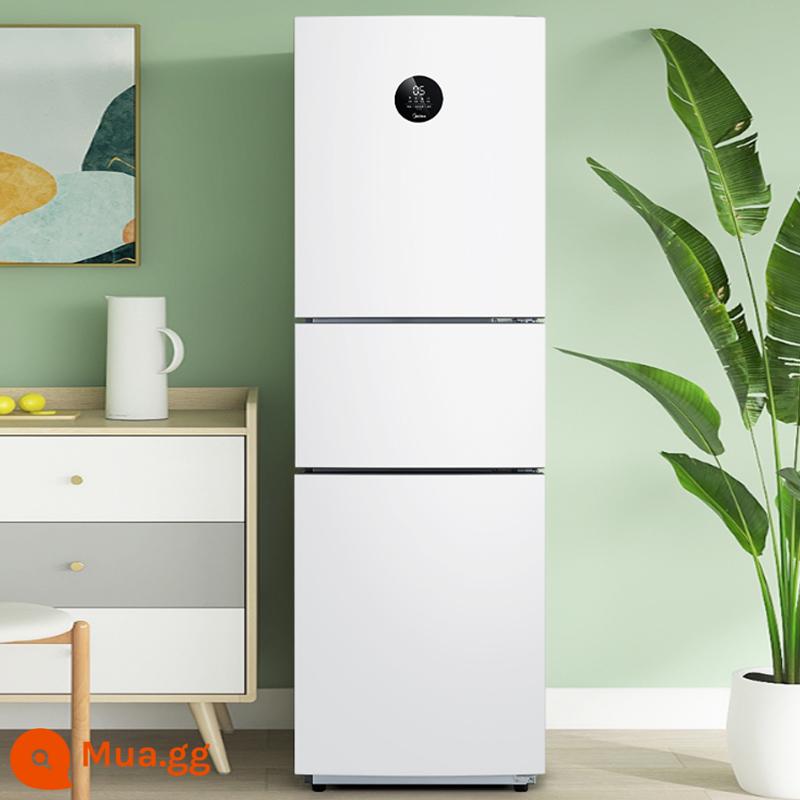 Midea 230 lít ba cửa làm mát bằng không khí không đóng băng ký túc xá hộ gia đình nhỏ thuê với chuyển đổi tần số tủ lạnh tiết kiệm năng lượng hạng nhất - Trắng