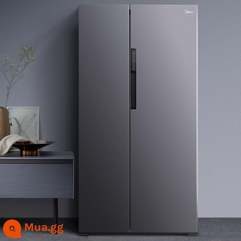 Midea 606L công tắc kép side-by-side công suất lớn làm mát bằng không khí hạng nhất chuyển đổi tần số tủ lạnh nhúng gia đình siêu mỏng - titan bạc