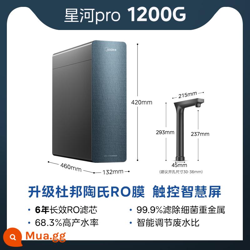 [Sản phẩm mới hàng đầu] Máy lọc nước Midea uống trực tiếp cho gia đình RO zero nước cũ thẩm thấu ngược Galaxy 1200pro - xám bazan