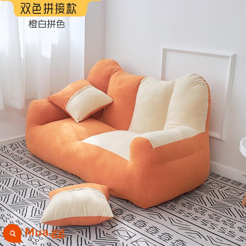 Ghế lười sofa đơn phòng ngủ nhỏ sofa ký túc xá ban công trẻ em ghế giải trí có thể nằm và ngủ sofa đôi trải chiếu tatami - Phối màu cam và trắng, giường đôi, gối miễn phí