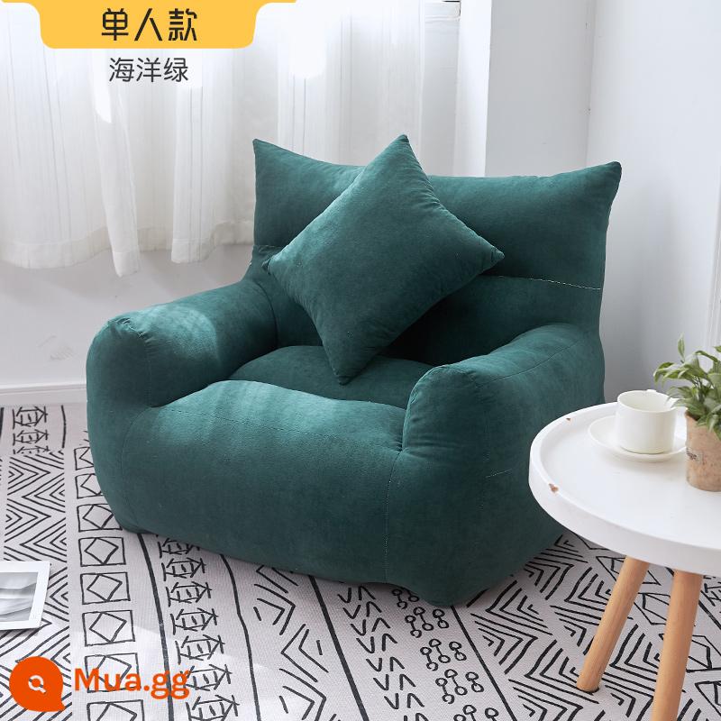 Ghế lười sofa đơn phòng ngủ nhỏ sofa ký túc xá ban công trẻ em ghế giải trí có thể nằm và ngủ sofa đôi trải chiếu tatami - Màu xanh đơn có gối