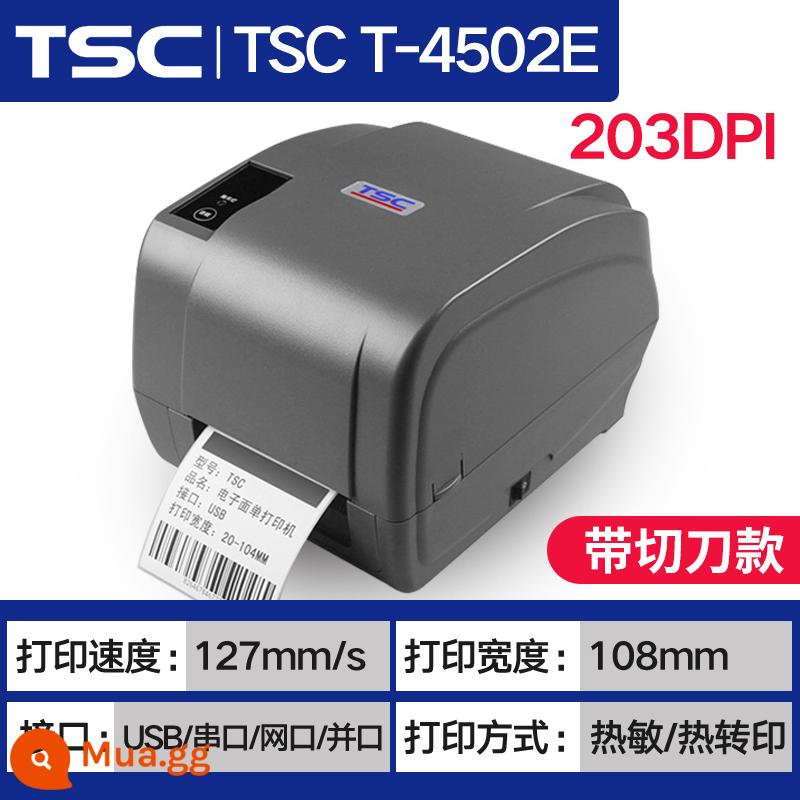 Máy in mã vạch TSC ttp-244pro Giấy nhiệt tự dính Thẻ quần áo Dấu giặt Mã QR Tài sản cố định Giấy bạc châu Á Bề mặt điện tử Máy khắc đơn Máy dán nhãn ruy băng truyền nhiệt - TSC-4502E [độ phân giải 203 điểm + dao cắt] có thể được sử dụng bởi nhiều máy tính