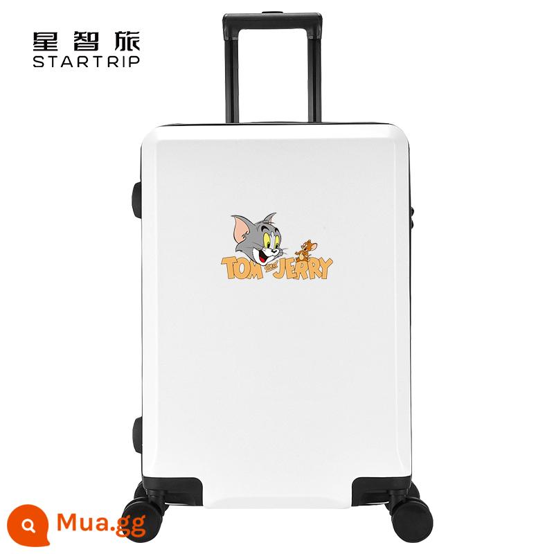 Vali kéo hành lý Disney màu đỏ ins nữ dễ thương 26 inch hộp đựng xe đẩy mật khẩu 24 lên máy bay hợp thời trang Nhật Bản và Hàn Quốc - Tom LOGO-Trắng