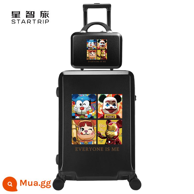 Vali kéo hành lý Disney màu đỏ ins nữ dễ thương 26 inch hộp đựng xe đẩy mật khẩu 24 lên máy bay hợp thời trang Nhật Bản và Hàn Quốc - Bộ đồ mẹ con gấu đen thay đổi khuôn mặt