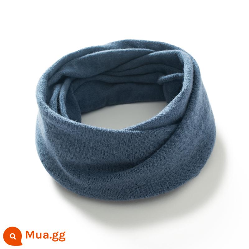 Khăn quàng cổ 100% nguyên chất len ​​cashmere cổ khăn quàng unisex mỏng bảo vệ đốt sống cổ dệt kim cổ giả đa năng khăn quàng cổ - Màu xanh denim/10037