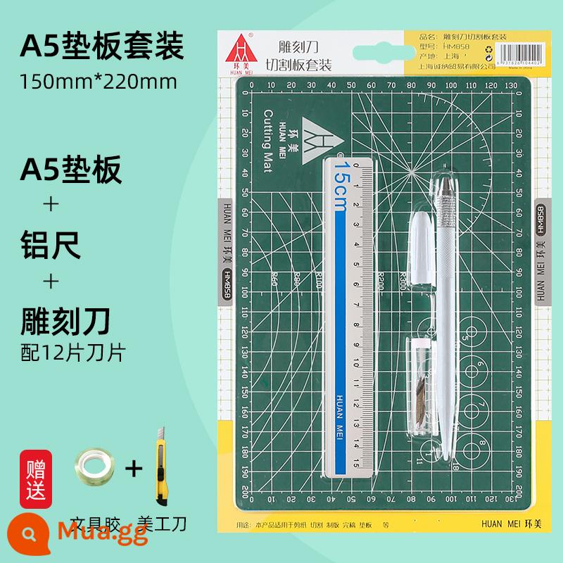 Bàn cắt huanmei a3 thủ công lớn phù hợp với a2 máy tính để bàn rập khuôn sinh viên với bức tranh nghệ thuật cắt giấy làm việc PVC tài khoản tay màu xanh lá cây mềm bảng mat a4 mô hình khắc kích thước hai mặt chống cắt tự làm - Bộ đồ B màu xanh đậm A5