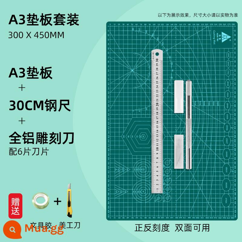 Bàn cắt huanmei a3 thủ công lớn phù hợp với a2 máy tính để bàn rập khuôn sinh viên với bức tranh nghệ thuật cắt giấy làm việc PVC tài khoản tay màu xanh lá cây mềm bảng mat a4 mô hình khắc kích thước hai mặt chống cắt tự làm - Bộ đồ A3 màu xanh đậm