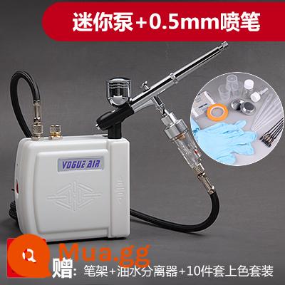 3G Haosheng airbrush máy bơm không khí bộ mô hình máy bơm không khí mini bơm lên để phun sơn công cụ người mới màu rùa bơm phun sơn - Bộ bơm phun mini màu trắng + 0,5