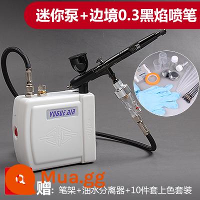 3G Haosheng airbrush máy bơm không khí bộ mô hình máy bơm không khí mini bơm lên để phun sơn công cụ người mới màu rùa bơm phun sơn - Bộ cọ phun mini Pump White + Black Flame 0.3