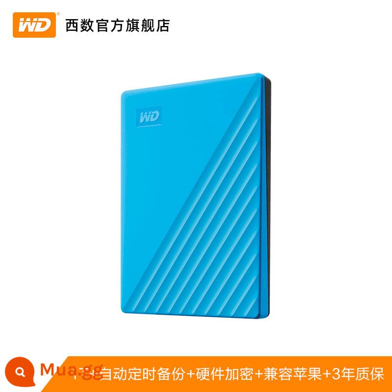 Ổ cứng di động WD Western Digital 1T màn hình phẳng gắn ngoài mã hóa lưu trữ tốc độ cao cơ học dung lượng lớn - Màu xanh 1T