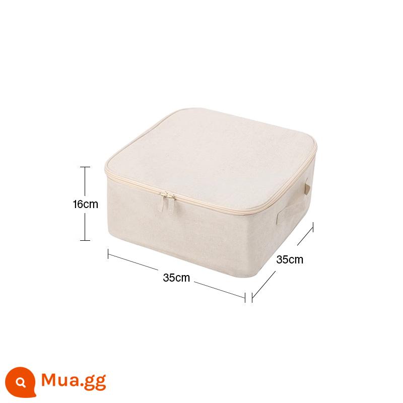 Hộp đựng mềm pha trộn sợi polyester và vải lanh MUJI - Có bìa/dài 35×rộng 35×cao 16cm