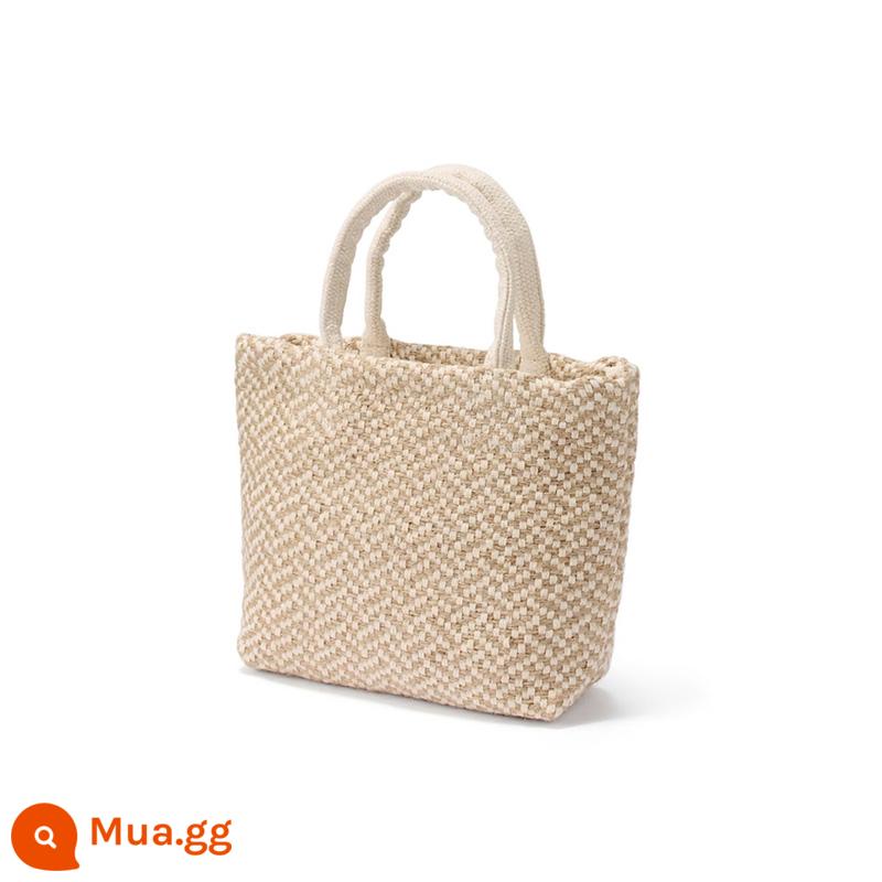 MUJI Ấn Độ Túi tote nhỏ dệt thủ công Túi vải bố Túi xách - mẫu màu cơ bản