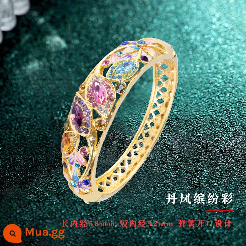 Vòng Tay Cloisonne Bắc Kinh Retro Cung Điện Quốc Triều Mỹ Vòng Tay Nữ Phong Cách Trung Hoa Trang Sức Hanfu Phụ Kiện Cho Bạn Gái - Vòng tay một lớp hình bầu dục đầy màu sắc Danfeng nạm kim cương