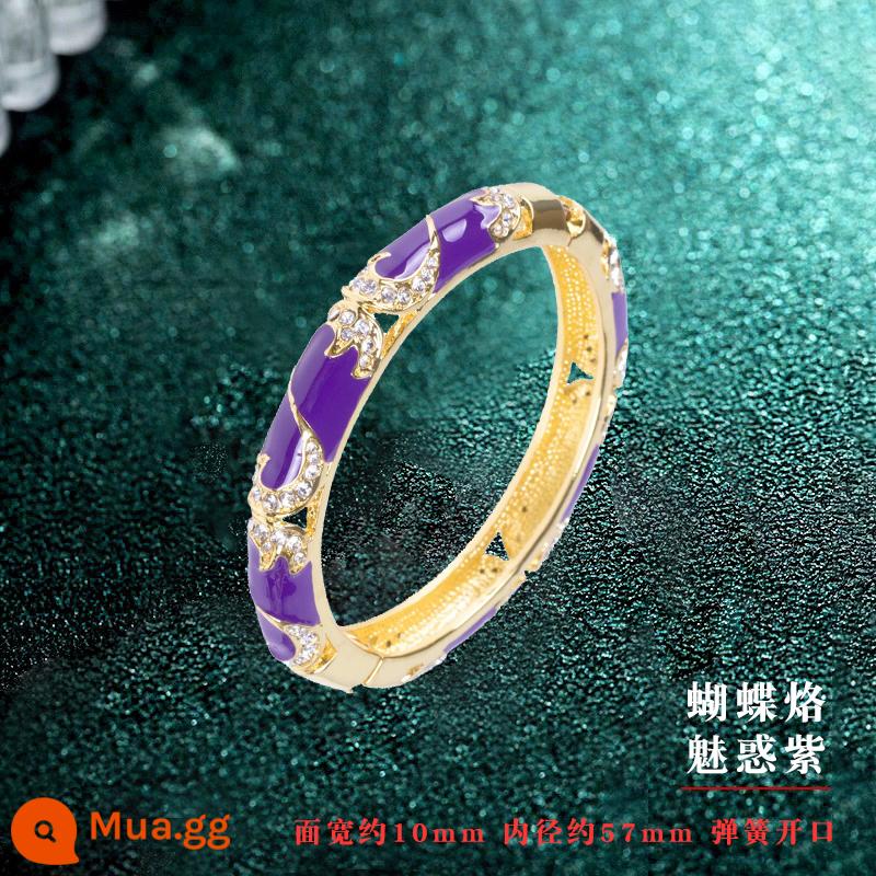 Vòng Tay Cloisonne Bắc Kinh Retro Cung Điện Quốc Triều Mỹ Vòng Tay Nữ Phong Cách Trung Hoa Trang Sức Hanfu Phụ Kiện Cho Bạn Gái - Vòng đeo tay một lớp màu tím có thương hiệu Diamond Butterfly