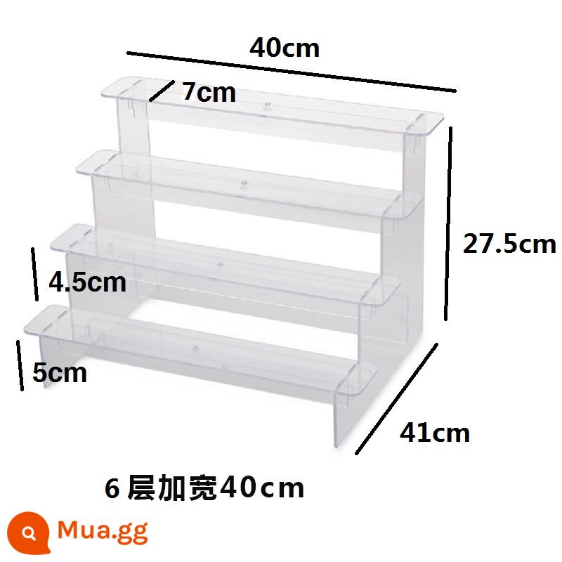 Acrylic bước Bubble Mart trưng bày đứng trưng bày hộp mù trong suốt mô hình hai chiều khung đế mô hình - 6 lớp mở rộng thêm 40cm