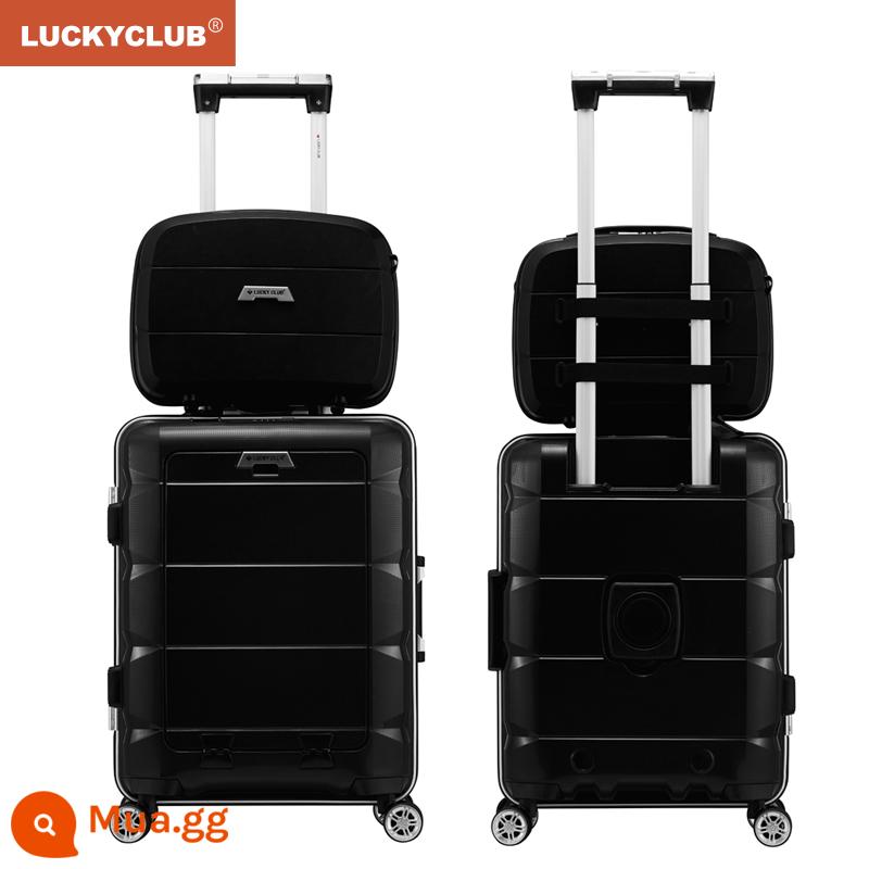 Lucky Club khung nhôm hành lý máy tính đa chức năng giá trị cao Hộp đựng xe đẩy du lịch công tác nhỏ 20 inch dành cho nam và nữ - Hộp mẹ màu đen ngầu (ngăn chính khung nhôm 20 inch mới có hộp xe đẩy + hộp nhỏ 14 inch)