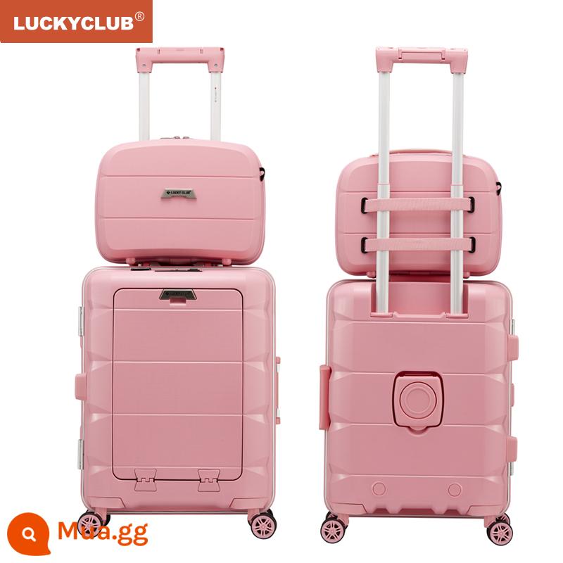 Lucky Club khung nhôm hành lý máy tính đa chức năng giá trị cao Hộp đựng xe đẩy du lịch công tác nhỏ 20 inch dành cho nam và nữ - Hộp Mẹ Hồng Sakura (Ngăn chính khung nhôm 20 inch mới có hộp xe đẩy + hộp nhỏ 14 inch)