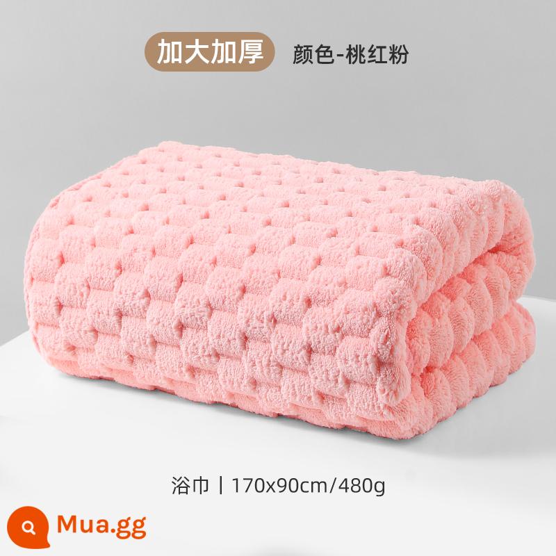 Bộ ba khăn tắm mưa phùn 2024 mới dày hơn cotton nguyên chất thấm nước tắm mũ sấy tóc gia đình mùa thu đông phụ nữ - (Hồng đào) Khăn tắm [Lớn và kháng khuẩn dày 170*90cm]