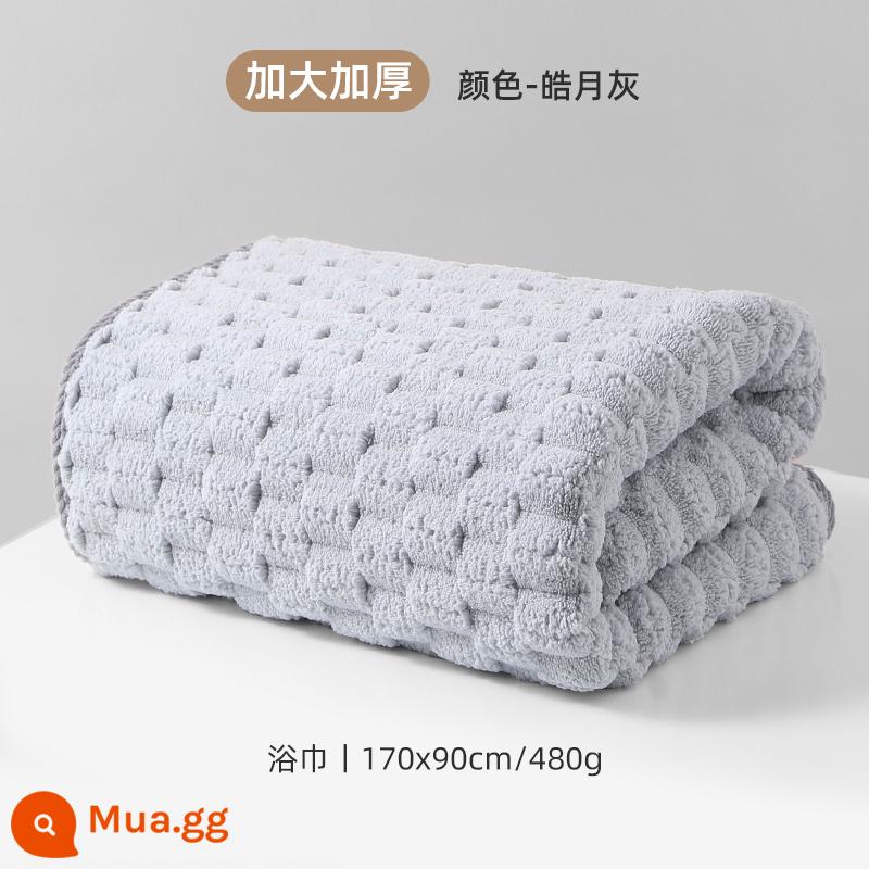 Bộ ba khăn tắm mưa phùn 2024 mới dày hơn cotton nguyên chất thấm nước tắm mũ sấy tóc gia đình mùa thu đông phụ nữ - (Haoyue Grey) Khăn Tắm [Lớn và kháng khuẩn dày 170*90cm]