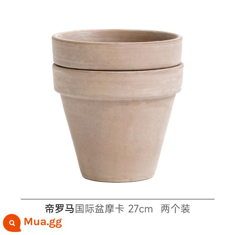 Hongyue Hoàng Đế La Mã Quốc Tế Lưu Vực Mocha Gốm Trắng Vườn Máy Tính Để Bàn Chậu Hoa Đất Nung Trồng Thoáng Khí Phong Cách Bắc Âu Nồi Gốm - [Loại phổ thông (chậu quốc tế)] Mocha 27 gói 2 cái