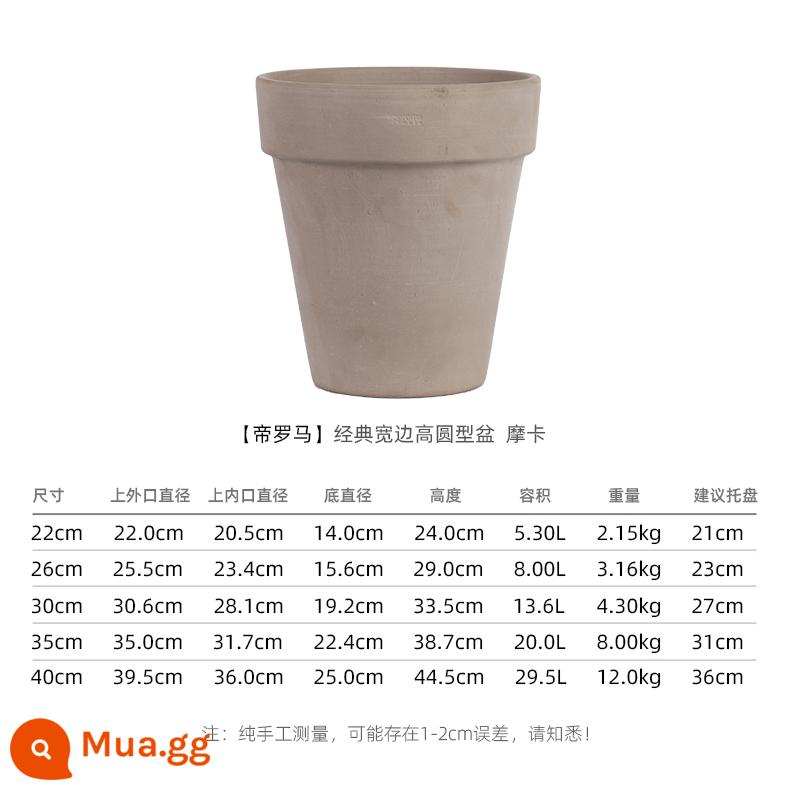 Hongyue Hoàng Đế La Mã Quốc Tế Lưu Vực Mocha Gốm Trắng Vườn Máy Tính Để Bàn Chậu Hoa Đất Nung Trồng Thoáng Khí Phong Cách Bắc Âu Nồi Gốm - [Loại tròn cao (cạnh rộng cổ điển)] Mocha 22