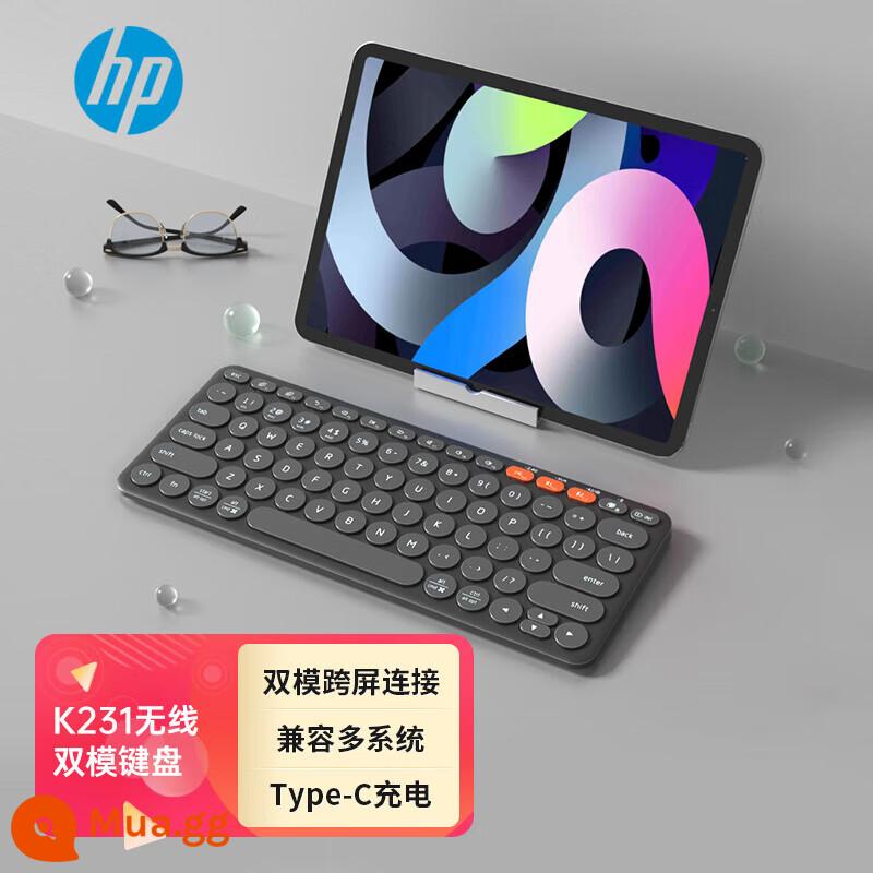 Nhóm bàn phím và chuột bluetooth không dây HP HP CS750 mini nhỏ gọn di động văn phòng nhỏ giá mềm - Bàn phím sạc chế độ kép-màu xám đậm