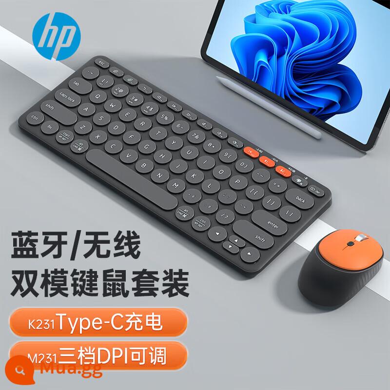 Nhóm bàn phím và chuột bluetooth không dây HP HP CS750 mini nhỏ gọn di động văn phòng nhỏ giá mềm - Bộ bàn phím và chuột chế độ kép-màu xám đậm