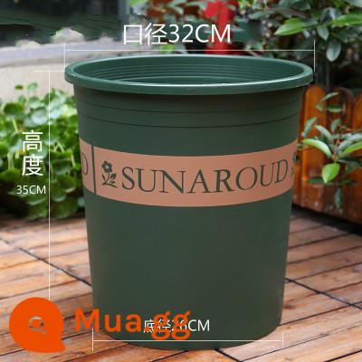 Chính hãng dày gallon nồi 6 gallon 7 gallon chậu hoa nhựa chậu hoa quá khổ nhựa cao ống hoa hồng cây ăn quả nồi - 6 gallon xanh quân đội [có khay] 2 gói