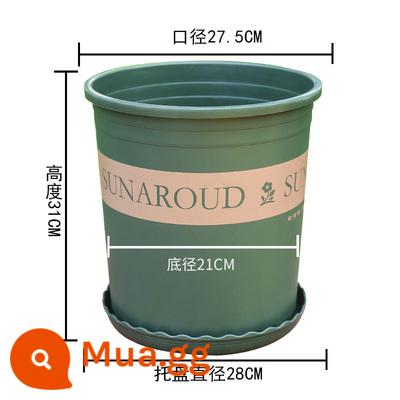 Chính hãng dày gallon nồi 6 gallon 7 gallon chậu hoa nhựa chậu hoa quá khổ nhựa cao ống hoa hồng cây ăn quả nồi - 5 gallon xanh quân đội [không có khay] 2 gói