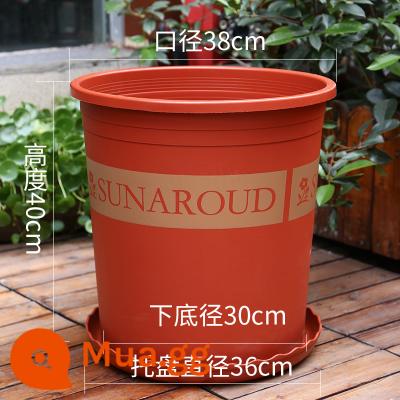 Chính hãng dày gallon nồi 6 gallon 7 gallon chậu hoa nhựa chậu hoa quá khổ nhựa cao ống hoa hồng cây ăn quả nồi - 7 Gallon Đỏ Gạch [Có Khay] 2 Gói