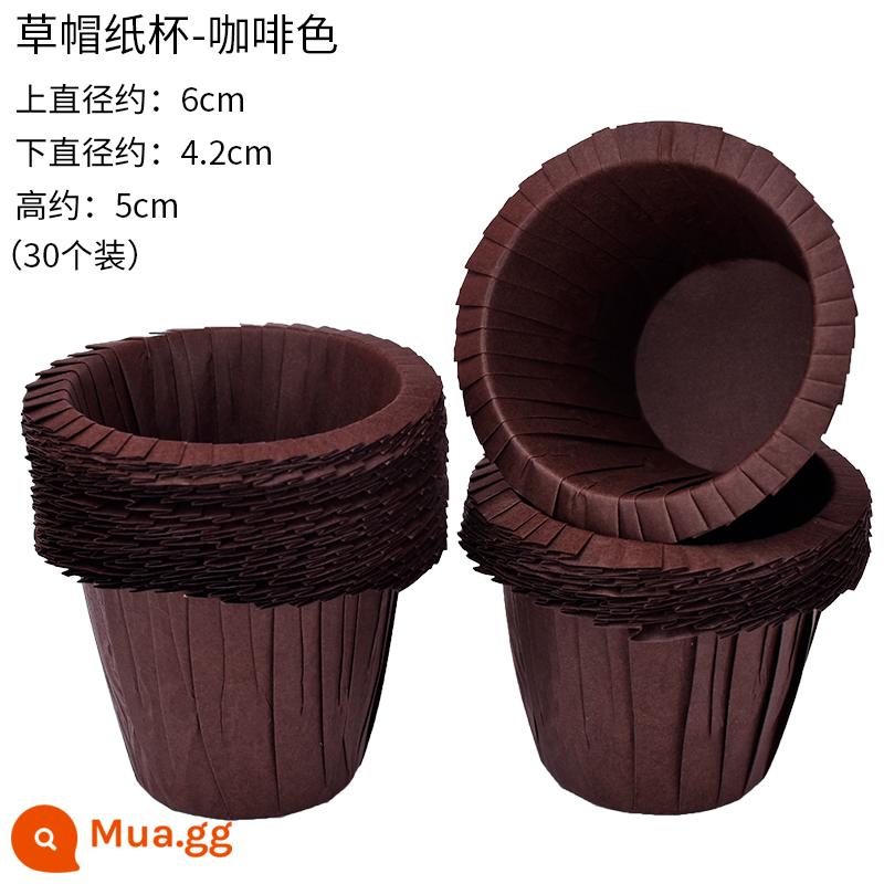 Ins Gấu Mini Feinan Tuyết Trang Trí Bánh Hộp Đóng Gói Trong Suốt 2 Inch Vòng Giấy Trong Suốt Hộp Bánh Mousse - Như hình 30 cốc mũ rơm đen